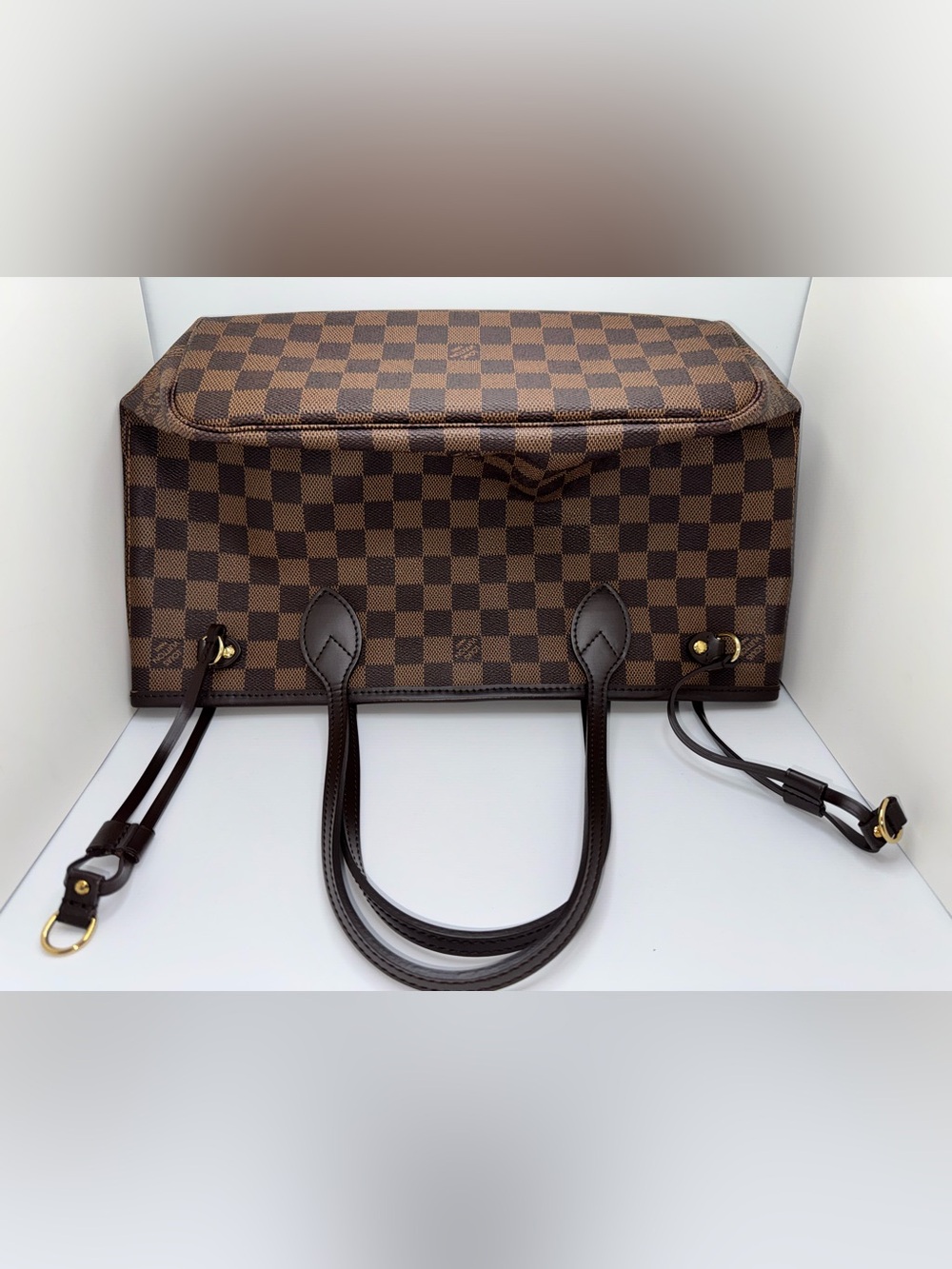 LOUIS VUITTON Neverfull PM Damier Ebene Tote Bag Red Interior - Picture 7 of 16